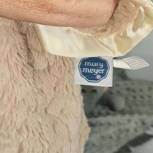 Mary Meyer Puppy Lovey Dog Security Blanket Brown Tan Cream Plush Satin Trim - Picture 8 of 8